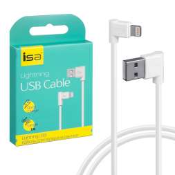 Кабель USB Lightning 1m L-образный разъем ISA белый оптом